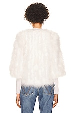Yves Salomon Feather Cropped Jacket in Meringue, view 4, click to view large image.
