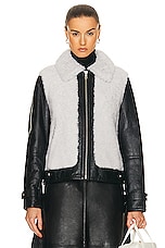 Yves Salomon Vintage Leather Jacket in Noir & Ivoire, view 1, click to view large image.