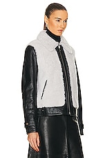 Yves Salomon Vintage Leather Jacket in Noir & Ivoire, view 2, click to view large image.