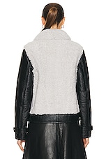 Yves Salomon Vintage Leather Jacket in Noir & Ivoire, view 3, click to view large image.