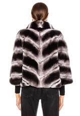 Yves Salomon Rex Rabbit Jacket in Chinchilla, view 4, click to view large image.