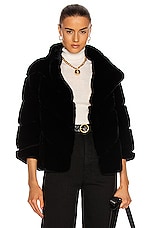 Yves Salomon Rex Rabbit Band Jacket in Noir, view 1, click to view large image.