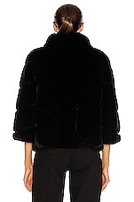 Yves Salomon Rex Rabbit Band Jacket in Noir, view 4, click to view large image.