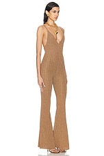 Zeynep Arcay 70's Glitter Jumpsuit in Dark Gold, view 2, click to view large image.