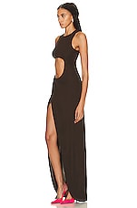 Zeynep Arcay Cutout Dress in Dark Brown, view 3, click to view large image.