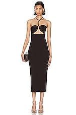 Zeynep Arcay Midi Dress in Dark Brown, view 1, click to view large image.