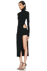 Zeynep Arcay Asymmetric Midi Dress in Black, view 3, click to view large image.