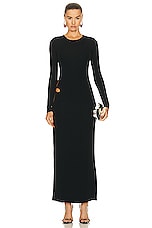Zeynep Arcay Leaf Cutout Maxi Jersey Dress in Black, view 2, click to view large image.