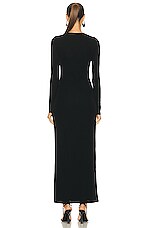 Zeynep Arcay Leaf Cutout Maxi Jersey Dress in Black, view 5, click to view large image.