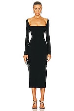 Zeynep Arcay U-neck Midi Knit Dress in Black, view 1, click to view large image.