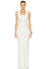 Zeynep Arcay Ruched Neck Jersey Maxi Dress in White, view 1, click to view large image.
