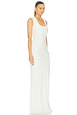 Zeynep Arcay Ruched Neck Jersey Maxi Dress in White, view 2, click to view large image.