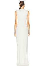 Zeynep Arcay Ruched Neck Jersey Maxi Dress in White, view 3, click to view large image.