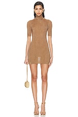 Zeynep Arcay Glitter Tube Mini Dress in Dark Gold, view 1, click to view large image.