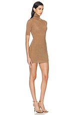 Zeynep Arcay Glitter Tube Mini Dress in Dark Gold, view 2, click to view large image.