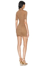 Zeynep Arcay Glitter Tube Mini Dress in Dark Gold, view 3, click to view large image.