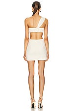 Zeynep Arcay One Shoulder Mini Dress in Ecru, view 4, click to view large image.
