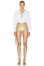 Zeynep Arcay Mini Short in Gold, view 4, click to view large image.
