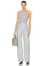 Zeynep Arcay High Waisted Loose Leather Pants in Grey Silence, view 4, click to view large image.