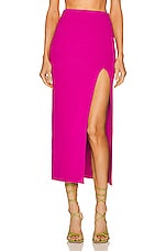 Zeynep Arcay Midi Slit Knit Skirt in Fuchsia, view 1, click to view large image.