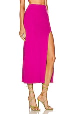 Zeynep Arcay Midi Slit Knit Skirt in Fuchsia, view 2, click to view large image.