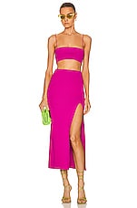 Zeynep Arcay Midi Slit Knit Skirt in Fuchsia, view 4, click to view large image.