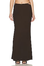 Zeynep Arcay Jersey Maxi Skirt in Dark Brown, view 1, click to view large image.
