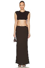 Zeynep Arcay Jersey Maxi Skirt in Dark Brown, view 4, click to view large image.