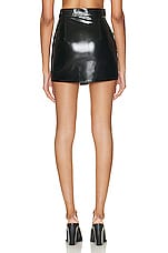 Zeynep Arcay Leather Mini Skirt in Bordo Black, view 3, click to view large image.