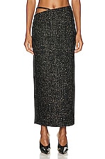 Zeynep Arcay Midi Skirt in Black & Gold, view 1, click to view large image.