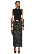 Zeynep Arcay Midi Skirt in Black & Gold, view 4, click to view large image.
