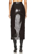 Zeynep Arcay Snapped Maxi Leather Skirt in Dark Brown, view 5, click to view large image.
