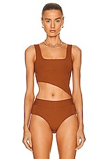 Zeynep Arcay Cutout Knit Bodysuit in Copper, view 2, click to view large image.