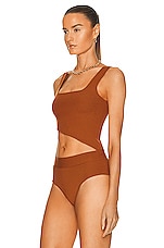 Zeynep Arcay Cutout Knit Bodysuit in Copper, view 4, click to view large image.