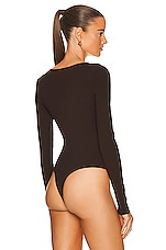 Zeynep Arcay Twisted Knit Bodysuit in Dark Brown, view 4, click to view large image.
