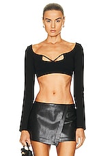 Zeynep Arcay Cutout Knit Crop Top in Black, view 1, click to view large image.