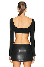Zeynep Arcay Cutout Knit Crop Top in Black, view 3, click to view large image.