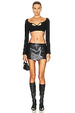 Zeynep Arcay Cutout Knit Crop Top in Black, view 4, click to view large image.