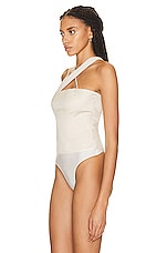 Zeynep Arcay Asymmetric Bodysuit in Cream, view 4, click to view large image.