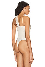Zeynep Arcay Asymmetric Bodysuit in Cream, view 5, click to view large image.