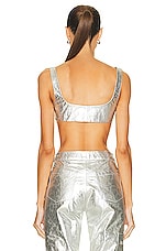Zeynep Arcay Leather Crop Top in Silver, view 3, click to view large image.