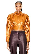 Zeynep Arcay Leather Shirt in Amber, view 1, click to view large image.