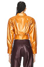Zeynep Arcay Leather Shirt in Amber, view 3, click to view large image.