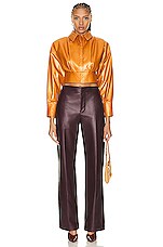 Zeynep Arcay Leather Shirt in Amber, view 4, click to view large image.