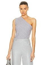 Zeynep Arcay One Shoulder Braid Cashmere Top in Light Grey, view 1, click to view large image.