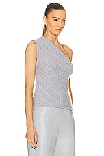 Zeynep Arcay One Shoulder Braid Cashmere Top in Light Grey, view 2, click to view large image.