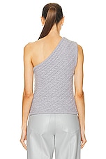 Zeynep Arcay One Shoulder Braid Cashmere Top in Light Grey, view 4, click to view large image.