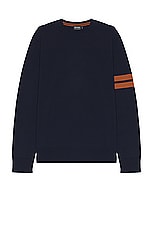 Zegna High Performance Crews Neck Sweater in Navy, view 1, click to view large image.