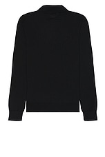 Zegna Casheta Long Sleeve Polo in Black, view 2, click to view large image.