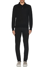Zegna Casheta Long Sleeve Polo in Black, view 4, click to view large image.